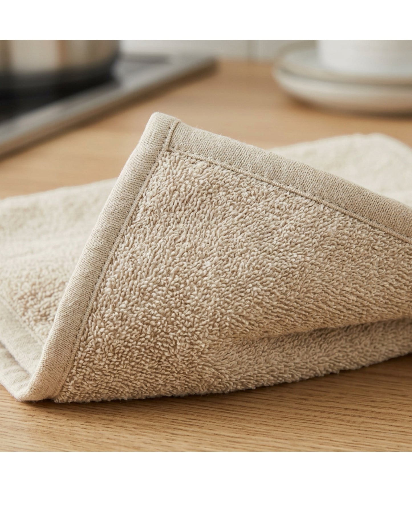 Xvzo Cotton Terry Dish Cloth Oat Beige 4 Pack - Detail view