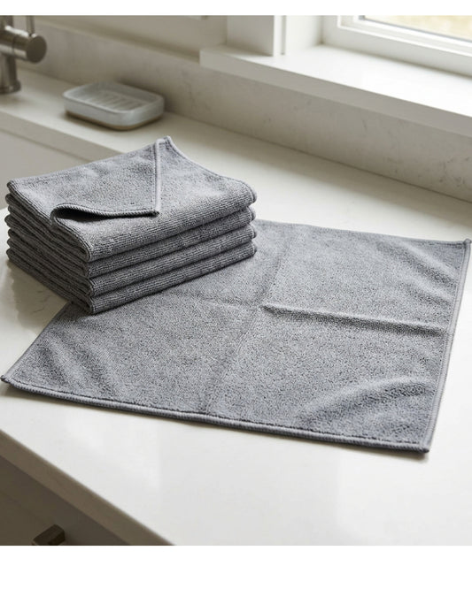 Xvzo Microfiber Cleaning Cloths 30 x 30 cm Gray 6 Pack - Lifestyle view