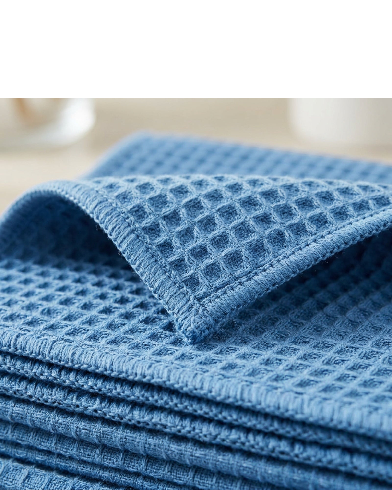 Xvzo Waffle Dish Cloths 28 x 28 cm Blue 4 Pack - Detail view