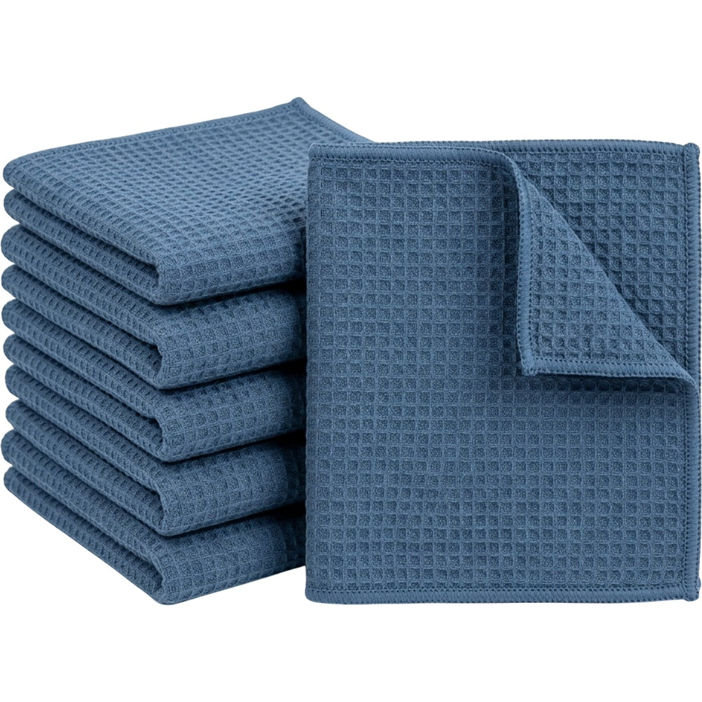 Xvzo Waffle Microfiber Cleaning Cloth Slate Blue 6 Pack - Product view