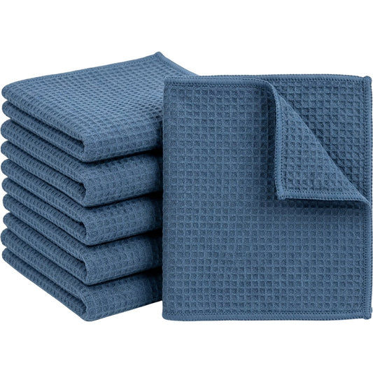 Xvzo Waffle Microfiber Cleaning Cloth Slate Blue 6 Pack - Product view